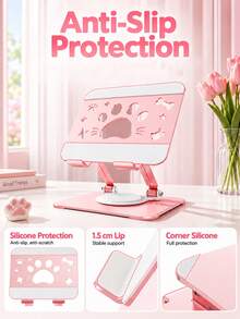Foldable Adjustable Laptop Stand, Cute Cat Paw Design, Desktop Laptop Base With Ventilation And Heat Dissipation Function, Multi-Angle Support For Tablets And Laptops, Home Office Desktop Accessory - Type a - View 6
