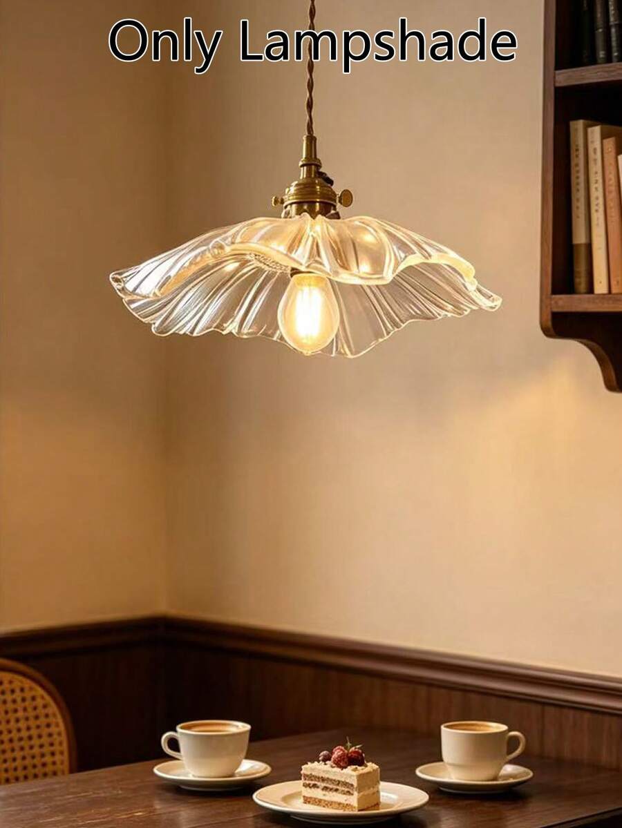 American Country Wedding Japanese Style Lampshade, Plastic Material, Suitable For Ceiling Light, Living Room Light, Bedroom Light, Bedside Light, Transparent Bar, Restaurant, Bar Counter, Pendant Light, Decorative Lighting Fixture Lampshade (Lampshade Only, Light Bulb And Cord Not Included) - Transparent Lotus Leaf 27CM - View 1