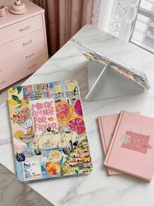 1pc Citrus & Convertible Car Tablet Case Compatible With IPad Mini6/Mini7/10.2/10.5/10.9 (Air4-Air8)/Pro 11/10th Gen/A16/Pro 11 2024 Models, Double-Sided Colorful Pattern, Transparent Acrylic Back Shell, Silk Texture 8-Angle Stand, Auto Sleep/Wake, Built-In Pen Slot, Pen Not Included, Some Models With Camera Frame - Multicolor - View 6