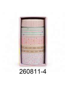 5 Rolls/Box Simple Pattern Glitter PET Tape Set, 3 Widths Of Stylish Tape, Perfect For School Supplies, Crafts, And Gift Wrapping, A Handbook Gift For Friends - Sets - View 13