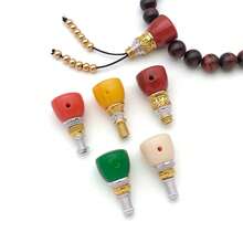 2pcs Buddhist Mala Guru Beads Colorful Resin Three Hole Buddha Head With Metal Tower Connector For Handmade Prayer Bead Accessories 14x26mm - Multicolor - View 4