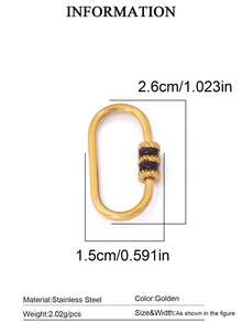 1pc Stainless Steel Oval Threaded Clasp Hook Spiral Buckle, DIY Jewelry Necklace Bracelet Making Accessories - DIY Buttons - View 21
