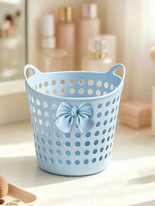 Cute Bow Storage Frame,Home Essentials Mini Desktop Storage Baskets ,Plastic Storage Basket Sundries Box Trash Can Organizer, Shelf Baskets,Small Tabletop Organizing Box With Ventilation Design, Suitable For Bathroom Dresser, Makeup Brush - Multicolor - View 4