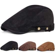 1pc Men's Wool Newsboy Cap, Fashion Beret Hat Casual Outdoor Hat, Solid Color Front Visor Cap, Suitable For Autumn/Winter Street, Business Party - One size - View 10