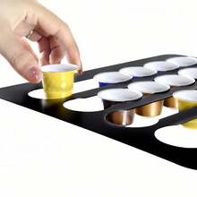 Wall-Mounted Capsule Storage Rack, Coffee Capsule Holder, Top-Mounted Coffee Dispenser With Adhesive Backing Bracket, Brushed Metal Modern Style, Suitable For Kitchen, Office, Hotel, Restaurant, No-Drill Glue Installation - Multicolor - View 8