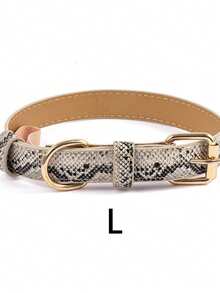 1Pc Leopard Snake Print PU Leather Pet Collar, Adjustable Gold Metal Buckle Comfort Neck Collar For Small Medium Dogs Cats - Multicolor - View 10