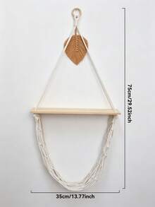 1pc Handmade Woven Hanging Wall Shelf, Bohemian Style With Tassel Leaf Design, Minimalist Beige Double-Layer Floating Wall Storage Rack, Home Decor Wall Hanging Ornament, Suitable For Christmas Wall Decoration, Aromatherapy Candles, Crystal Storage, Bedroom, Living Room Wall Decor, Gift - Multi-color E - View 12