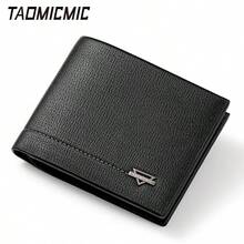 Business Style Men's Wallet With Multiple Card Slots For ID, Bank Cards, Transit Cards, Built-In Zipper Coin Pocket For Coins And Cash, Classic PU Lychee Texture Short Bifold Wallet With Large Capacity Bill Compartment, Black, Christmas And Thanksgiving Gift For Boyfriend And Father - Multicolor - View 5