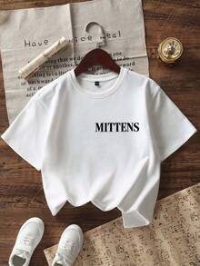 Tween Girl Casual Fun Print Round Neck Pullover Short Sleeve T-Shirt Summer Top - White - View 1