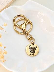 Customizable Pet Photo & Text Round Keychain, Laser Engraved Cat/Dog Portrait With Pet Name, Available In Gold, Silver, Rose Gold, Comes With Metal Key Ring And Swivel Clasp, Easy To Detach, Commemorative Pendant For Pet Owners, Suitable For Keys And Bags, Keeps Your Pet's Cute Look, Perfect Thoughtful Gift For Pet Lovers - Round Personalized Pet Photo Keychain - View 4
