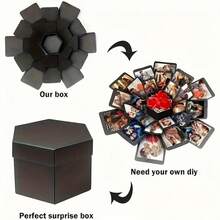 1 Set Of 19-Piece Hexagonal Explosion Handmade Photo Album Box, Surprise Birthday Gift Box - Hexagonal Gift Box - View 7