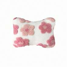1pc 3D Flower Plush Car Headrest, Cute Girly Style Car Interior Decor Pillow, Travel Relaxation Neck Support Pillow, Soft And Comfortable Car Headrest - A - View 8