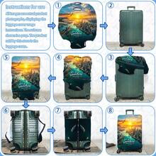 1PC / Flat Print Design / Luggage Protective Cover (Only Luggage Protective Cover, Not Including Luggage) / Suitable For 20 To 28 Inch Luggage / Made Of Thickened Fabric / Essential Accessory For Your Travel And Checked Luggage. - Multicolor - View 3