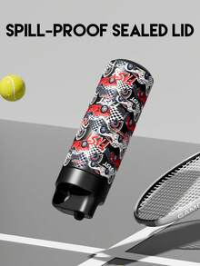 Meoky 19oz Black & Red Racing Cartoon Print Stainless Steel Water Bottle With Loop Lid, Portable Water Bottle - Black and Red Racing - View 4