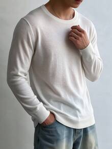 ALTZTAR Men's Casual Round Neck Long Sleeve Pullover Sweatshirt For Daily Wear - White - View 1