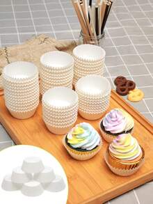 100/200pcs Standard Cupcake Liners, Grease-Proof Paper Muffin Liners,Dessert Cups, Baking Cups,Non-Stick Parchment,Cake Mold,Cake Tin,High-Temperature Resistant Baking Tray,Suitable For Baking,Kitchen,Christmas,Mother's Day And Party Use - Multicolor - View 8