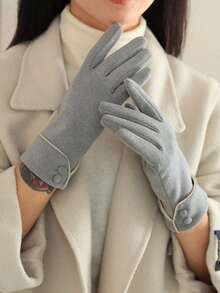 Women's Winter Touchscreen Gloves, Warm Thick Lining Full Finger Gloves With Button Cuffs, Elegant Cold Weather Hand Accessory, Suitable For Driving, Commuting, Office, Shopping And Outdoor Daily Wear, Autumn/Winter Fashion Accessory, Christmas Gift - Multicolor - View 14