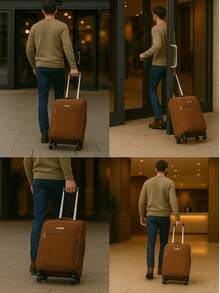20/24/28 Suitcase, Hardshell/Softshell, Impact-Resistant, Expandable Section For Extra Capacity, Trolley Case, Storage Case, Carry-On, Checked Luggage - Dark Brown - View 6