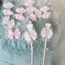 Transparent Bow Universal Lightning (5-14) Type-C Cable Protector - Durable, Break-Resistant, Fashionable Phone Accessory Design - Plastic Cable Protector With Cute Bow Decoration, Charging Cable Protector - Multicolor - View 3