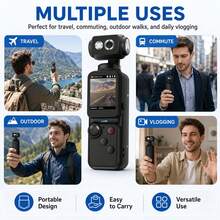 Kamera Vlog Portabel 4K, Layar IPS 2" Kamera Vlog Genggam Gimbal dengan Lensa Berputar 180°, Kamera Aksi Multifungsi untuk Perjalanan, Olahraga, Vlog, Hadiah untuk Pelajar, Wisuda, Natal, Halloween, dan Tahun Baru, Baterai 1000mAh - View 9