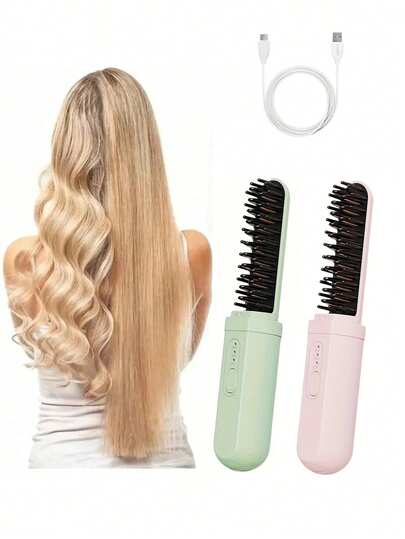 Portable USB Rechargeable Hair Straightener - Dual Function Straightener & Curler, Negative Ion Technology, Anti-Scald Protection, Wet/Dry Use, Compact Travel Design, Suitable For Home, Travel And Outdoor Use - Ideal Gift