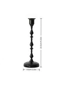 3pcs Matte Black Vintage Metal Taper Candle Holders, Desktop Decor Candle Holders, Suitable For Dark-Toned Home, Wedding And Holiday Party Tabletop Decoration, Candles Not Included - A - View 8
