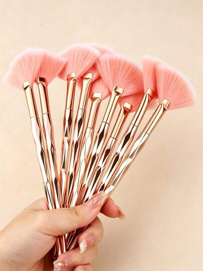 3/2/1pcs Soft Fan-Shaped Skincare Brushes, Blush Brush, Highlighter Brush, Powder Brush, Suitable For Exfoliating Masks And Basic Facial Skincare; Includes Mask Application Brush, Cream Application Tool.