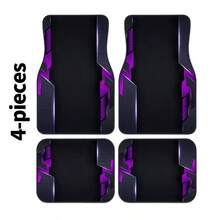 4pcs Set Red & Black Geometric 2D Line Pattern Car Floor Mats, Suitable For All Seasons, Fashionable , Easy To Clean, Fits All Car Models, Great Gift - Multicolor - View 14