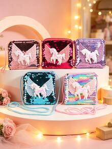1pc Unicorn Crossbody Bags, Holiday Small Gift Wallets Party Gifts, Birthday Christmas Coin Purses - Multicolor - View 1