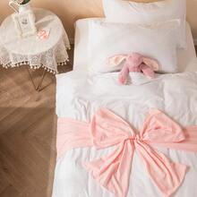 Cute Ribbon Duvet Cover Set - White & Pink Bow Design - 100% Soft Polyester - Hand-Tied Bows - Includes 1 Duvet & 1/2 Pillowcases (Multiple Sizes) - Pink Jade - View 9