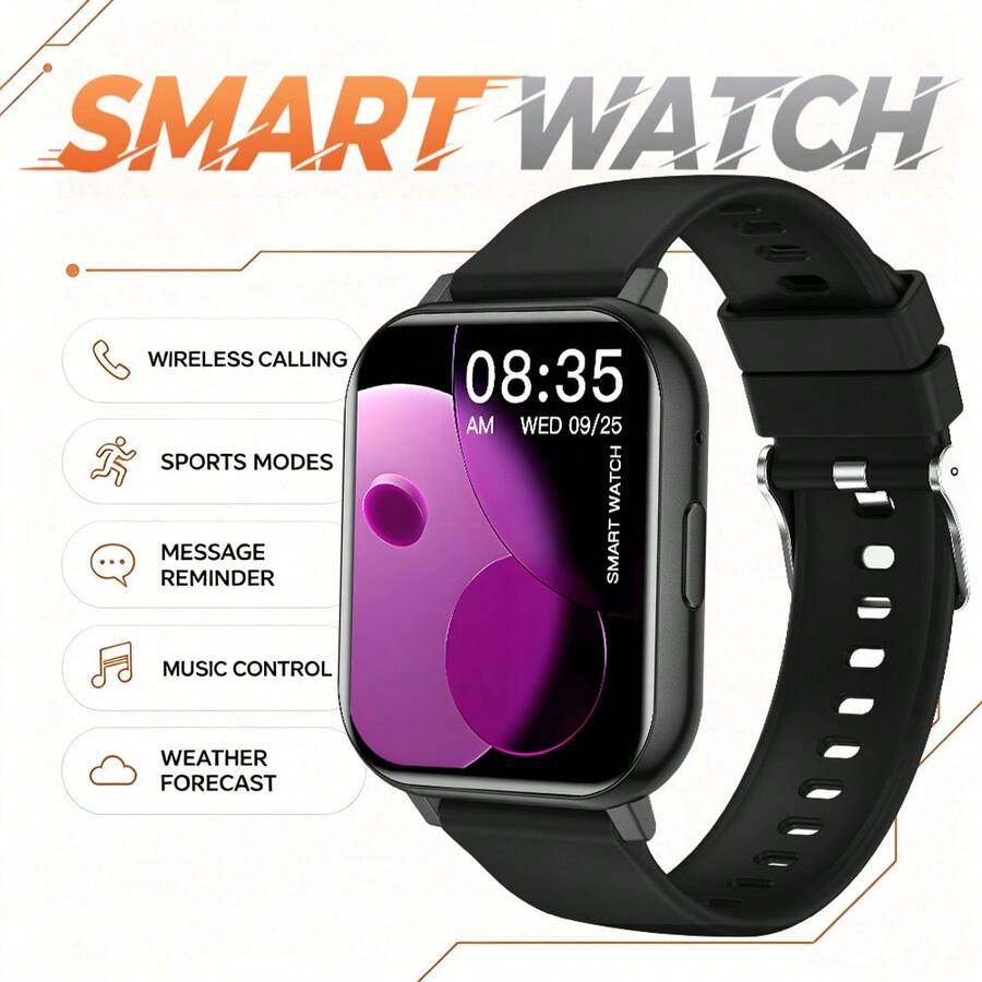 Smartwatch - High-Definition Display, Wireless Calling, Customizable Wallpaper, Fitness, Reminder, Music Control, Compatible With Android/IOS Phones, Equipped With 180mAh Battery. Ideal Gift Choice For New Year, Valentine's Day, Easter And Christmas.