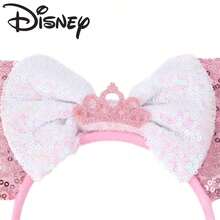 Panini Crown Style Headband, Pink And White Contrast Sequin Bow, Amusement Park Costume Accessory - Multi-color - View 6