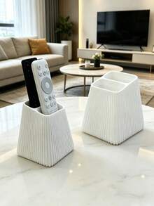 1pc Vertical Stripe Remote Control Holder, Remote Control Storage Box, Decorative Storage Box, Vertical Stripe Design, Easy Access, Suitable For TV, Air Conditioner And Other Home Remote Control Storage, Home Decor, Decorative Item, Storage Box, Dorm Storage, Desktop Organizer, Halloween, Christmas, Wedding - Multi-color - View 2