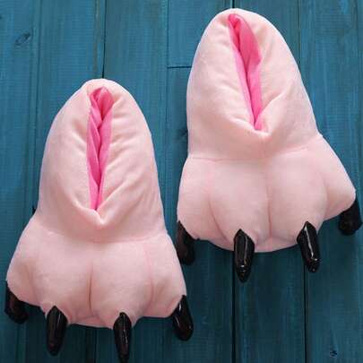 Dinosaur Claw Slippers For Adults, One Size Fits Most, Soft Padded Thickened Warm Slip On Indoor House Shoes With 3D Claw Design, Multi Color Novelty Comfortable Footwear, Fun Cosplay Party Prop Unique Gift For Home Bedroom Daily Wear