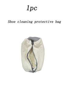 2/1pc Washing Machine Shoe Bag,Suitable For All Shoe Types - White With Zipper,Soft Fleece Lining,Effectively Protects Clothes,Perfect For Sneakers And Casual Shoes,Laundry Bag,Holiday Essential,Travel Essential,Household Items,Shoe Storage,Christmas - Multicolor - View 12