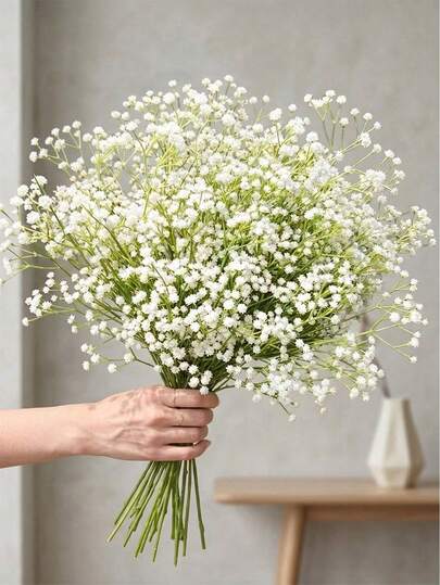 100/30pcs Artificial White Baby's Breath Flowers, Bendable Stems, Non-Shedding, Wedding Floral Arrangement Decoration Fake Flower Bouquet