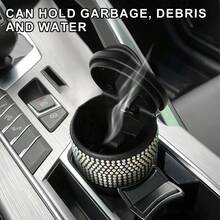 1pc Shiny Diamond Car Ashtray, Charming Sparkling Crystal Car Ashtray With Lid - Portable Office And Home Car Ashtray - Durable ABS Material, Decorated With Shiny Rhinestones, Creative Fashionable Women's Design - A - View 5