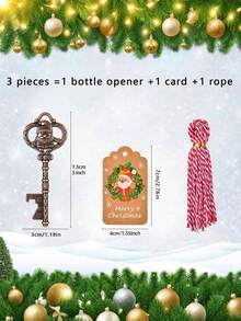 3/5/10pcs Santa Claus Themed Key Bottle Opener, Christmas Tree Party Decoration Gift, Santa Claus Key Party Favor, With Card And Rope, Suitable For Party And Holiday Gift, Christmas Tree Hanging Decoration Set, Christmas Decoration And Stocking Filler, Creative Christmas Gift, Christmas Gift Box - Multicolor - View 7