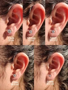 1 buah Anting Moissanite Klasik 1CT Anting Tusuk 4 Cakar Cocok untuk Pertunangan dan Pemakaian Sehari-hari Wanita - Anting moissanite empat cakar - View 9