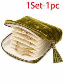 Velvet Travel Jewelry Storage Bag, Portable Zipper Pouch, Rings Earrings Bracelets Dust-Proof Storage Bag, Jewelry Roll, Jewelry Organizer - Multicolor - View 10