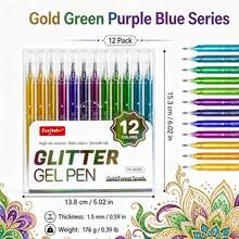 12pcs Colorful Neutral Gel Pens, Glitter Gel Pens, Vibrant Colors, Shiny Glitter Ink, Smooth Writing, 0.8mm Tip, Suitable For Diary, Notes, Drawing, Greeting Card Making And DIY Crafts - Multicolor - View 5