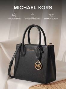 Michael Kors Mercer Medium Women's Crossbody Tote Bag, Fashion Handle Shoulder Bag With Detachable Pouch, Perfect Gift For Women - Black - View 1