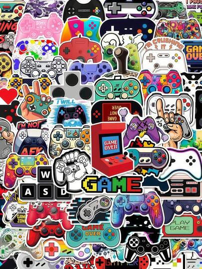 50PCS Game Controller Stickers, Aesthetic Stickers, High Quality Stickers Scrapbook, Decorative Paper, Journaling, Laptop, Bumper, Skateboard, Water Bottles, Computer, For Gift Bags, Envelope Seals, Party Decoration School Supplies