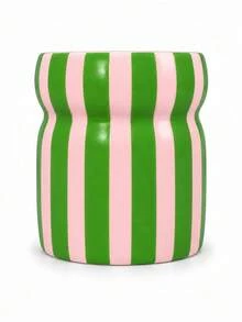1pc Colorful Striped Kitchen Utensil Holder, Large Glossy Kitchen Countertop Utensil Canister, Decorative Cooking Tool Storage Jar, Multiple Colors Available, Perfect Housewarming Kitchen Gift - Waist-cinching Striped Storage - View 12