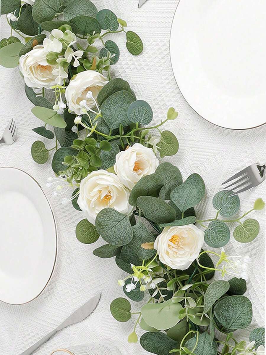 Artificial Flowers, Home Living Room Faux Floral Decor (Green Leaves) Faux Flower Decoration, Suitable For Living Room, Tabletop Decor, Valentine's Day, Birthday, Graduation Ceremony And Other Occasions - Multicolor - View 1