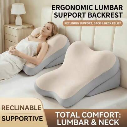 Nursing Backrest Cushion, Memory Foam Backrest Cushion, Two-Piece Adjustable Bed Wedge Pillow, Comfortable Reading Support Pillow, Multi-Functional Lumbar Support, And Non-Slip Lifting Mat.