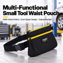 TKIGZNW A028 Compact Utility Waist Storage Bag 1Pc Dual Layer Zipper Tool Pouch Adjustable Strap For Electrician DIY - Black - View 1