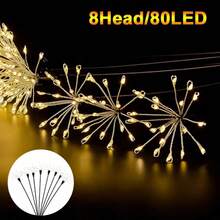 Outdoor Solar Starburst Fireworks Stake Lights, 3 Options: 6 Heads 60LED, 8 Heads 80LED, 10 Heads 100LED, Warm Light Atmosphere, Starburst Radial Light Heads Mimicking Fireworks Bloom, Flexible Copper Wire For Custom Shaping, Light Radiates Outward With Dynamic Starlight - Solar Powered Starburst Fireworks Light - View 14
