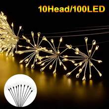 Outdoor Solar Starburst Fireworks Stake Lights, 3 Options: 6 Heads 60LED, 8 Heads 80LED, 10 Heads 100LED, Warm Light Atmosphere, Starburst Radial Light Heads Mimicking Fireworks Bloom, Flexible Copper Wire For Custom Shaping, Light Radiates Outward With Dynamic Starlight - Solar Powered Starburst Fireworks Light - View 15
