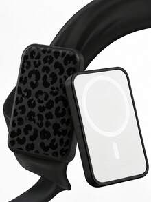Leopard Print Protective Case Compatible With A2384 MagSafe Mobile Power Bank EMC 3624, Soft Silicone Anti‑Scratch Shockproof Cover, Portable Power Bank Sleeve Shell (Power Bank Not Included) - Black - View 4